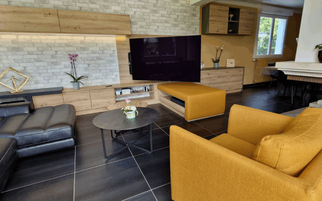 SALON ASSISES JAUNE MOUTARDE